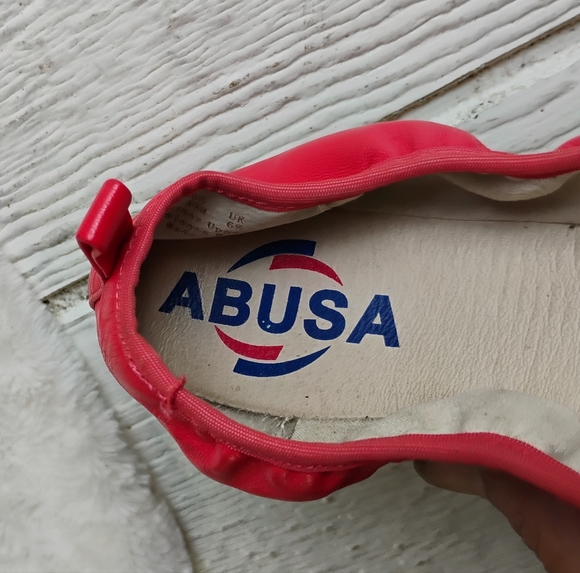 Leather ABUSA Ballet Flat Shoes Loafers Woman Sz 8.5" Salmon Color Point Toes - Picture 11 of 12